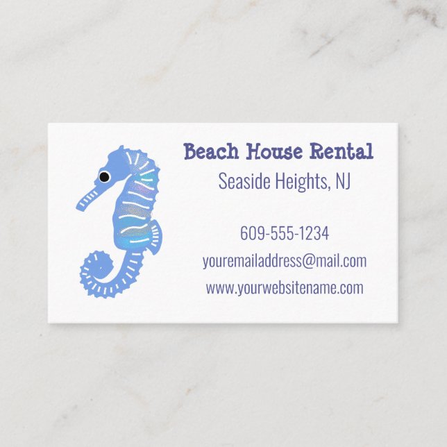 Seahorse Beach House Vacation Rental Business Card (Front)