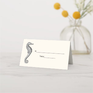 Seahorse Beach Theme Escort Card Place Card Ivory
