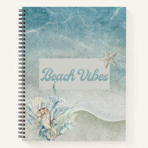 Seahorse Beach Theme Spiral Notebook 