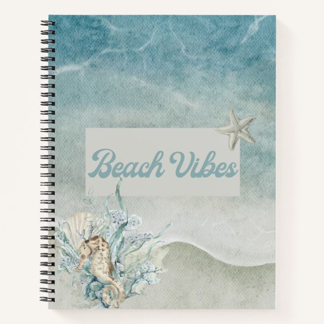 Seahorse Beach Theme Spiral Notebook  (Front)