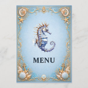 Seahorse beach wedding nautical conch shell menu