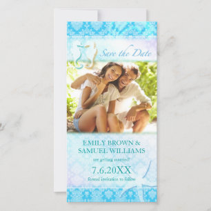 SeaHorse Beach Wedding Photo Save the Date Card