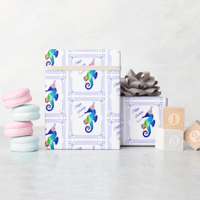 Seahorse Birthday Wrapping Paper (Baby Shower)