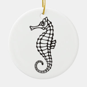 Seahorse Black Ceramic Tree Decoration