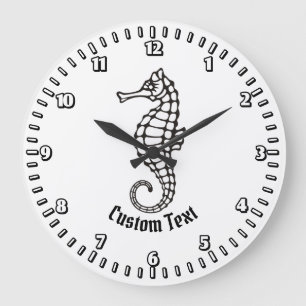 Seahorse Black Large Clock