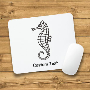 Seahorse Black Mouse Mat
