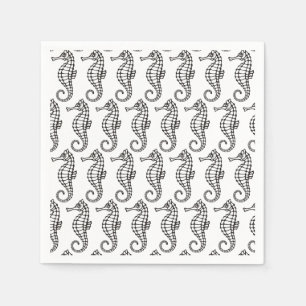 Seahorse Black Napkin