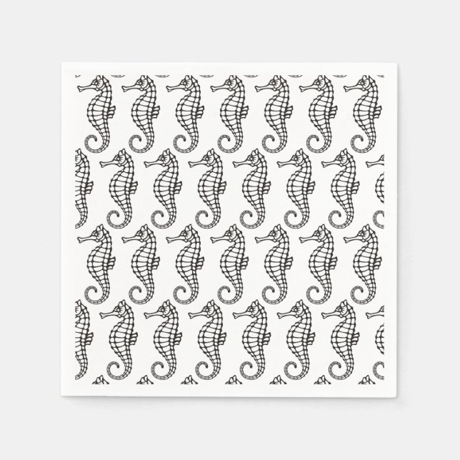 Seahorse Black Napkin (Front)
