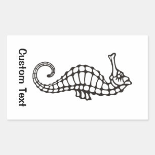 Seahorse Black Rectangular Sticker