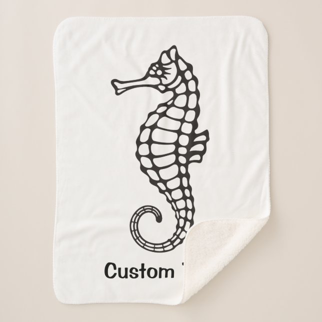 Seahorse Black Sherpa Blanket (Front)