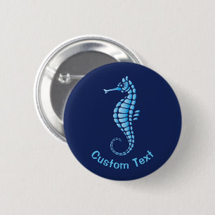 Seahorse Blue 6 Cm Round Badge