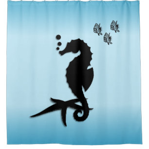 Seahorse Blue Bathroom Accessory Shower Curtain