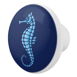 Seahorse Blue Ceramic Knob