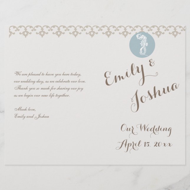 Seahorse Blue Classic Nautical Elegant (Front)