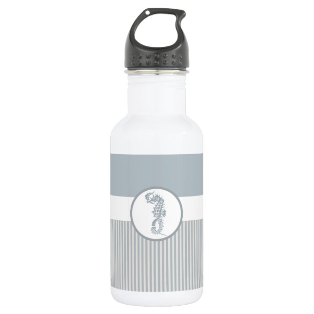 Seahorse Blue Classic Nautical Elegant 532 Ml Water Bottle (Front)