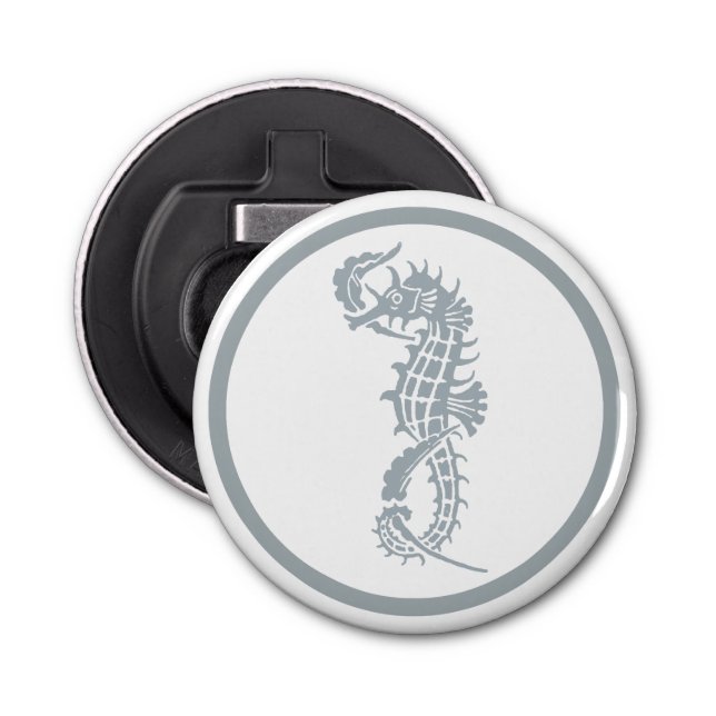 Seahorse Blue Classic Nautical Elegant Bottle Opener (Front)