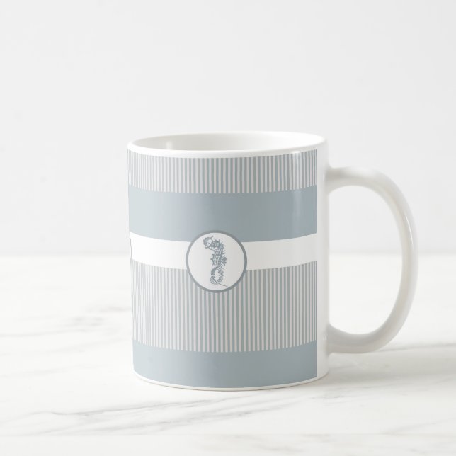 Seahorse Blue Classic Nautical Elegant Coffee Mug (Right)