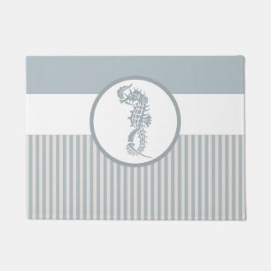 Seahorse Blue Classic Nautical Elegant Doormat