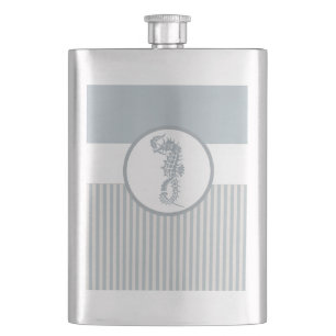 Seahorse Blue Classic Nautical Elegant Hip Flask