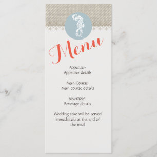 Seahorse Blue Classic Nautical Elegant Menu