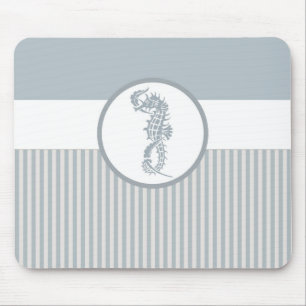 Seahorse Blue Classic Nautical Elegant Mouse Mat