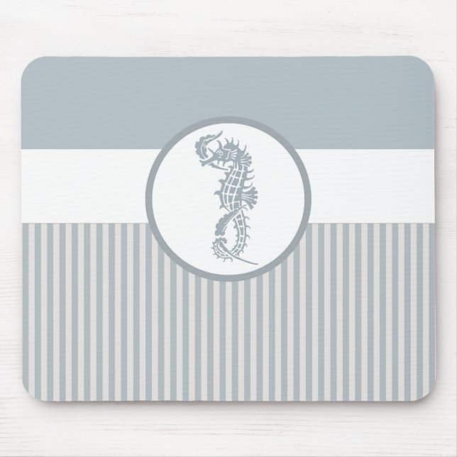 Seahorse Blue Classic Nautical Elegant Mouse Mat (Front)