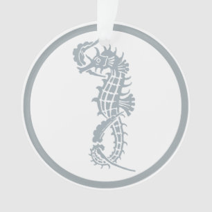 Seahorse Blue Classic Nautical Elegant Ornament