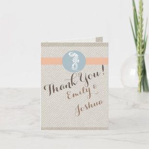 Seahorse Blue Classic Nautical Elegant Thank You Card