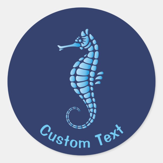 Seahorse Blue Classic Round Sticker (Front)