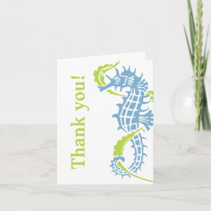 Seahorse blue, green wedding Thank You