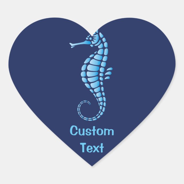 Seahorse Blue Heart Sticker (Front)