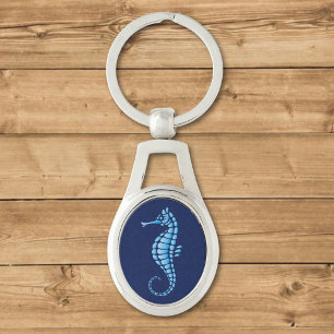 Seahorse Blue Key Ring
