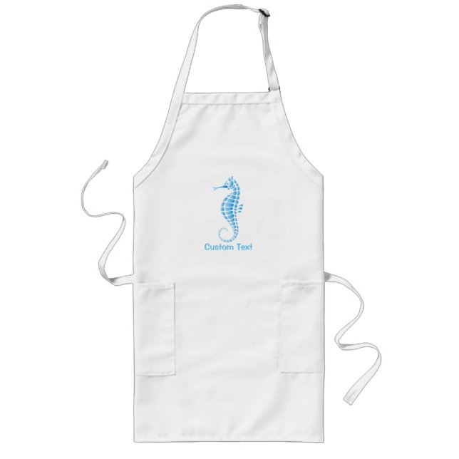 Seahorse Blue Long Apron (Front)