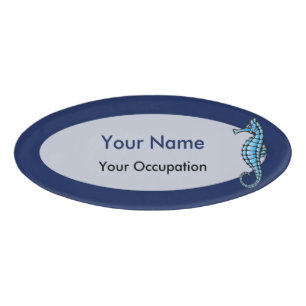 Seahorse Blue Name Tag