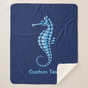 Seahorse Blue Sherpa Blanket