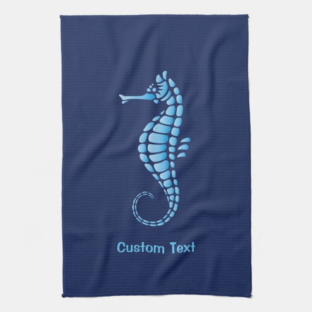 Seahorse Blue Tea Towel (Vertical)