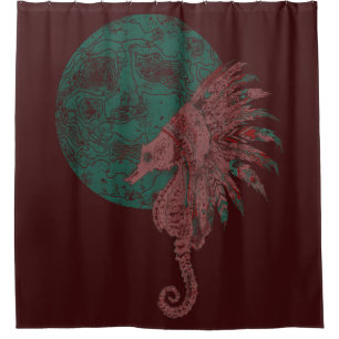 seahorse by the moon shower curtain