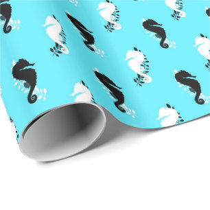 Seahorse cartoon fun wrapping paper