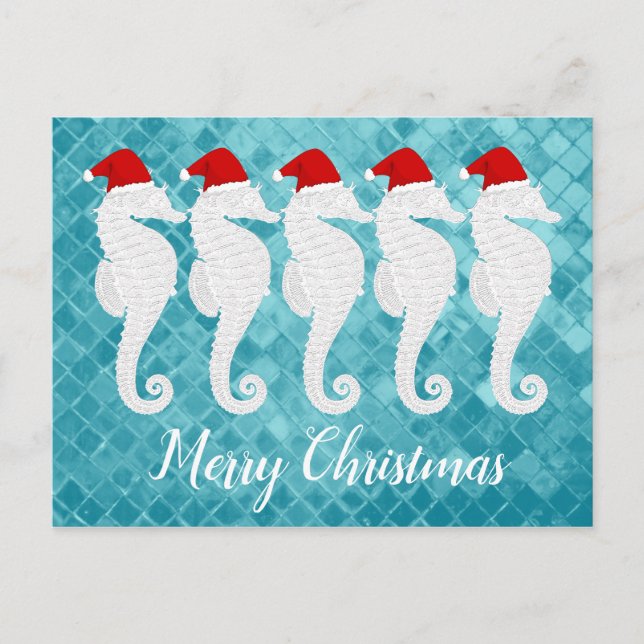 Seahorse Christmas Holiday Postcard (Front)