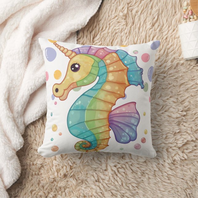 Seahorse Colourful Print  Cushion (Blanket)