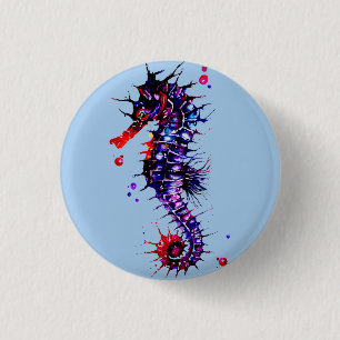 Seahorse Colourful Watercolor 3 Cm Round Badge