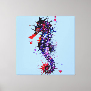 Seahorse Colourful Watercolor Canvas Print