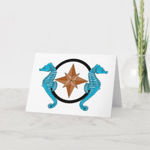 Seahorse Compass Rose Card