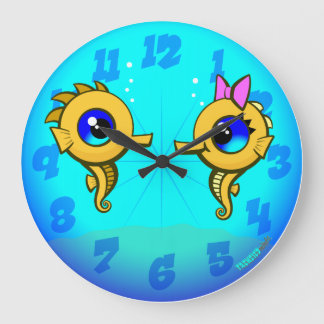 Seahorse Couple Large Clock