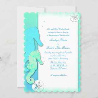Seahorse Couple Wedding Parents Inviting Invitation