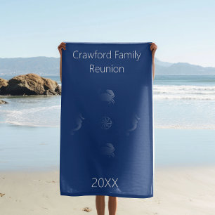 Seahorse, Crab and Compass Rose Family Reunion Beach Towel