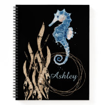 Seahorse Custom Name Notebook