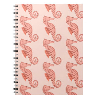 Seahorse doodle ornament: pink background. notebook