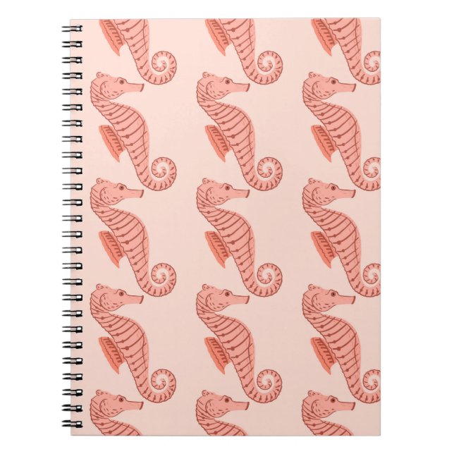 Seahorse doodle ornament: pink background. notebook (Front)