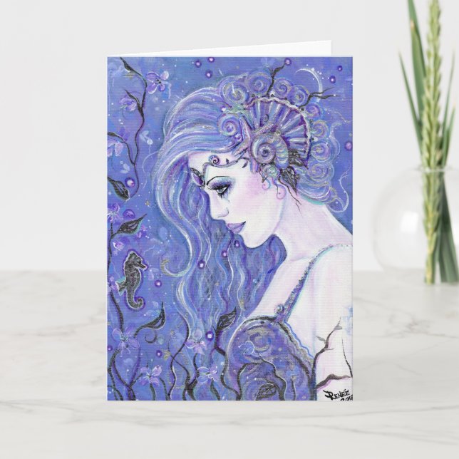 Seahorse dreams greeting card by Renee Lavoie (Front)